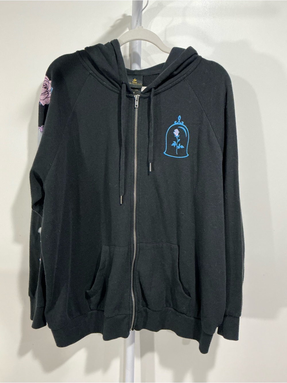 Beauty and the Beast Black Zip Hoodie with Iconic Characters